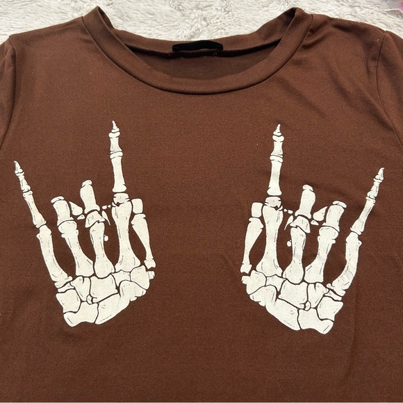 G Mini USA - Skeleton Rock On Short Sleeved T-Shirt Brown - Small - Picture 6 of 6